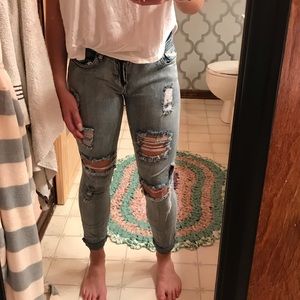 distressed acid wash jeans